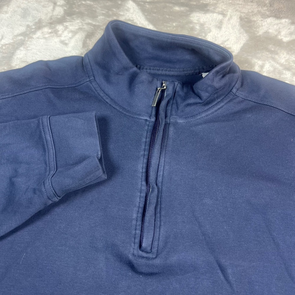 Tommy Bahama Men's Large Pullover Navy Blue 100% Pima Cotton Quarter Zip Sweater